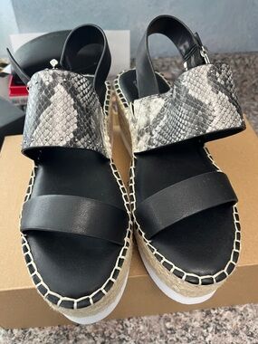 Charles By Charles David Black & Gray Snake Espadrille Platform Sandals